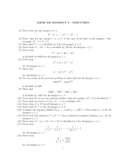 MATH 250 HANDOUT 6 - INDUCTION (1) Prove that for any integer