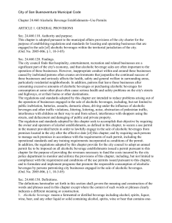 City of San Buenaventura Municipal Code Chapter 24.460 Alcoholic