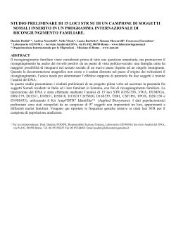 studio preliminare di 15 loci str su di un campione di soggetti somali
