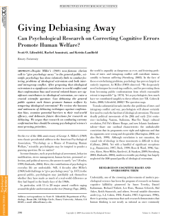 Giving Debiasing Away: Can Psychological Research on Correcting