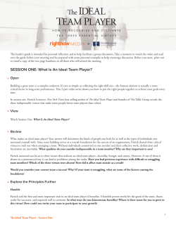 SESSION ONE: What Is An Ideal Team Player?