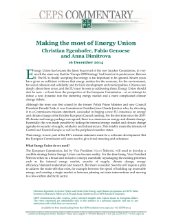 Making the most of Energy Union - Centre for European Policy Studies