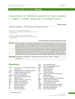 Involvement of melatonin applied to Vigna radiata L. seeds in plant