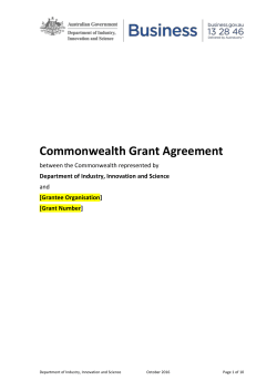 Innovation Connections Grant Agreement
