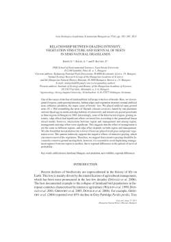 (2011): Relationship between grazing intensity, vegetation structure