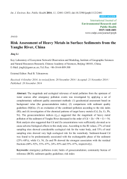 Risk Assessment of Heavy Metals in Surface Sediments from