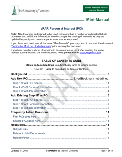 UVM ePAR User Guide POI (Affliated Organization).