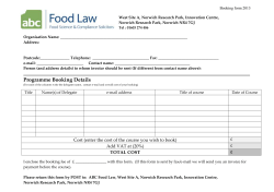 ABC Food Law Booking Form
