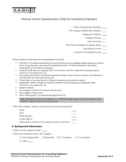 Internal Control Questionnaire (ICQ) for Consulting
