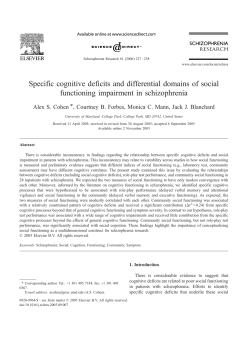 Specific cognitive deficits and differential domains of social