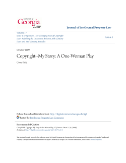 Copyright--My Story: A One-Woman Play