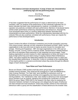 Role balance and team development
