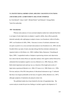 225 VI. INSTITUTIONAL DEPRIVATION, SPECIFIC COGNITIVE