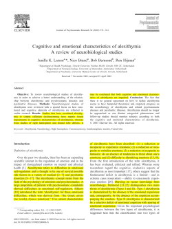 Cognitive and emotional characteristics of alexithymia A review of