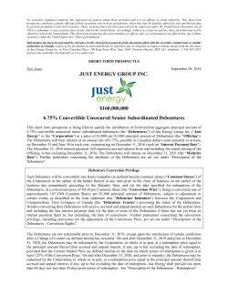 JUST ENERGY GROUP INC. $160,000,000 6.75% Convertible