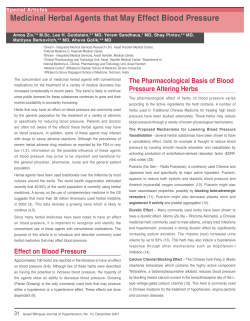 Medicinal Herbal Agents that May Effect Blood Pressure