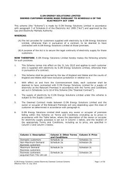 E.ON ENERGY SOLUTIONS LIMITED DEEMED CUSTOMER