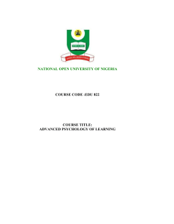 advanced psychology of learning - National Open University of Nigeria