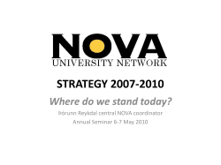 NOVA University Network STRATEGY 2007 - 2010