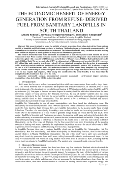 the economic benefit of energy generation from refuse