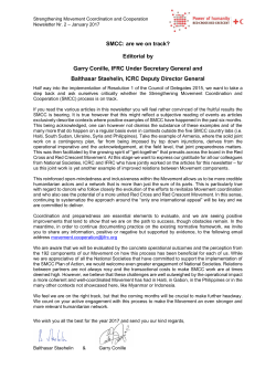 SMCC: are we on track? Editorial by Garry Conille, IFRC Under