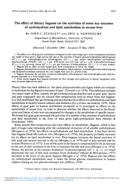 The effect of dietary bagasse on the activities of some key enzymes