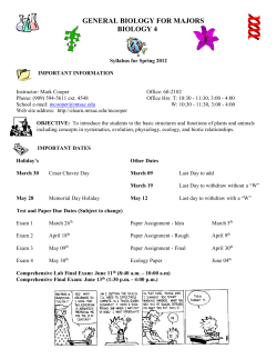 GENERAL BIOLOGY FOR MAJORS