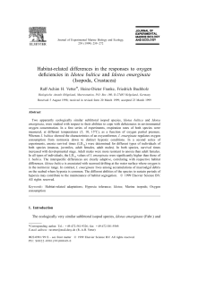 Habitat-related differences in the responses to oxygen deficiencies