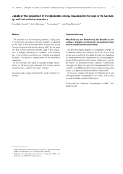 Update of the calculation of metabolizable energy - Th&uuml;nen
