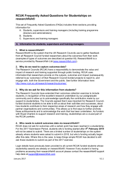 RCUK Frequently Asked Questions for Studentships on researchfish®