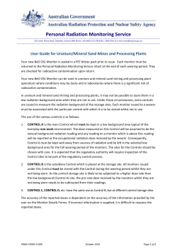 User Guide for Uranium/Mineral Sand Mines and Processing Plants