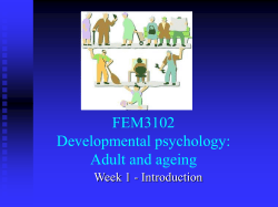 FEM3102 Developmental psychology: Adult and ageing