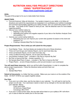 NUTRITION ANALYSIS PROJECT DIRECTIONS USING