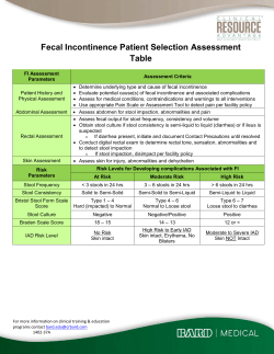 Fecal Incontinence Patient Selection Assessment Table