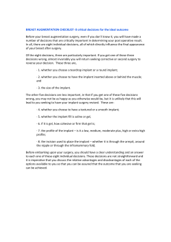BREAST AUGMENTATION CHECKLIST- 8 critical decisions for the