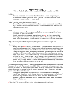 1 Phil 108, April 3, 2014 Tadros, The Ends of Harm, Ch. 6 (skip Sect
