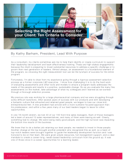 Selecting the Right Assessment for your Client: Ten