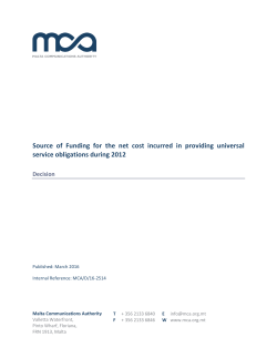 Source of Funding for the net cost incurred in providing universal