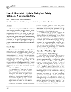 Use of Ultraviolet Lights in Biological Safety Cabinets: A Contrarian