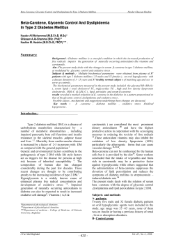 Beta-Carotene, Glycemic Control And Dyslipidemia In Type 2