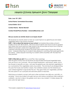 Healthy Schools Network Story Template Date: June 10th, 2015