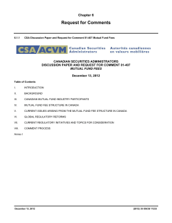 CSA Discussion Paper and Request for Comment 81