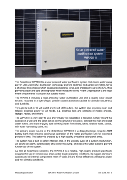 The SolarWave WP700-II is a solar powered water purification