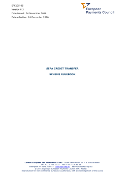 SEPA Credit Transfer Rulebook | European Payments Council