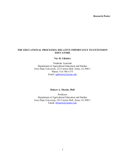 The Educational Processes: Relative Importance To Extension