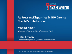 Thu 3.30pm Addressing Disparities in HIV Care to Reach Zero
