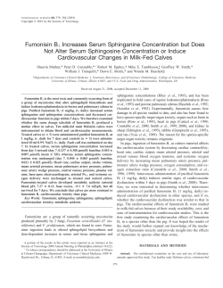 Fumonisin B1 Increases Serum Sphinganine Concentration but