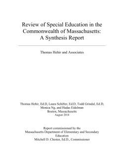 A Synthesis Report - Massachusetts Department of Elementary and