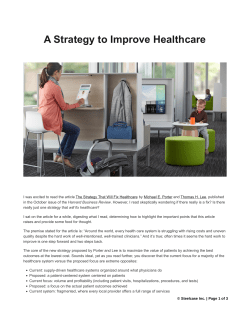 A Strategy to Improve Healthcare