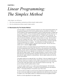 4.1 Maximization By The Simplex Method